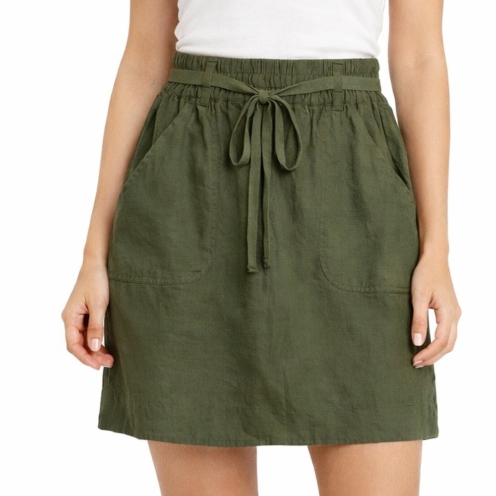 LOFT Olive Green Cargo Mini Skirt NWT Tie Waist Utility Pocket Size S